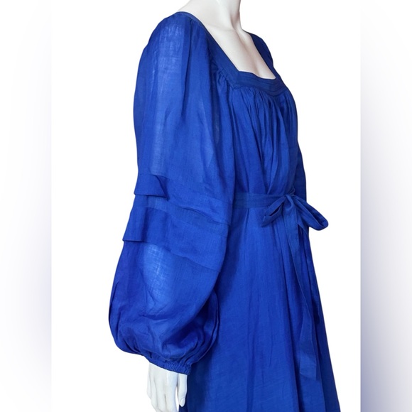 Banana Republic Royal Blue Midi Ramie Long Sleeve Dress Size XL - Picture 8 of 12